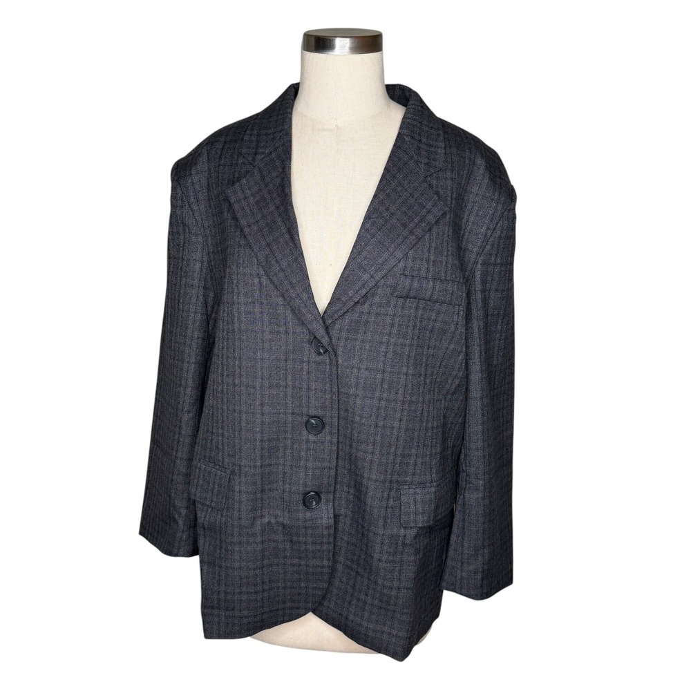 THE FRANKIE SHOP Clarie Checked Blazer Navy Plaid Oversized Women's M/L NEW